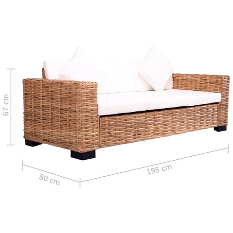 Divano Da Giardino A 3 Posti In Rattan Naturale - Foto 5