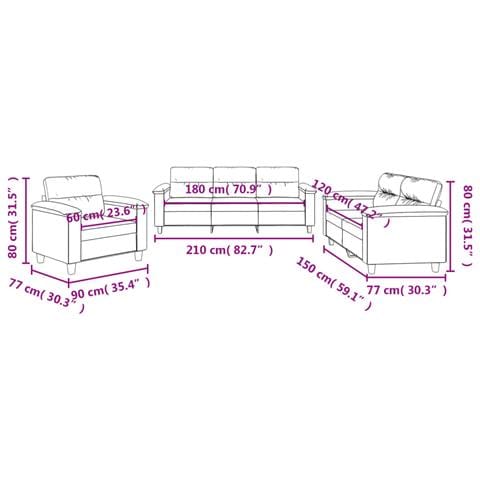 Set Divani 3 pz con Cuscini Crema in Tessuto Microfibra - Foto 8