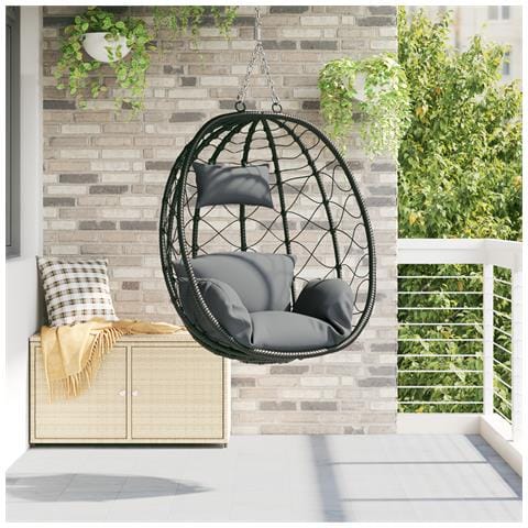 Cesto per Sedia a Uovo Appesa senza Staffa in Rattan Tecnologico Antracite - Foto 2