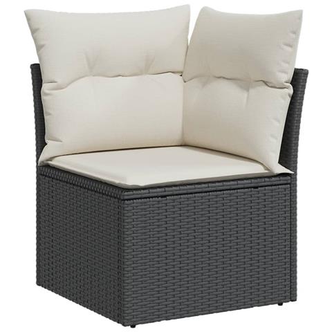 Divano Angolare da Giardino con Cuscini Nero in Polyrattan - Foto 1
