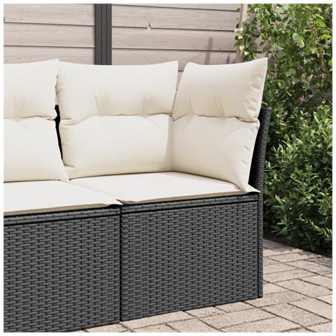 Divano Angolare da Giardino con Cuscini Nero in Polyrattan - Foto 2