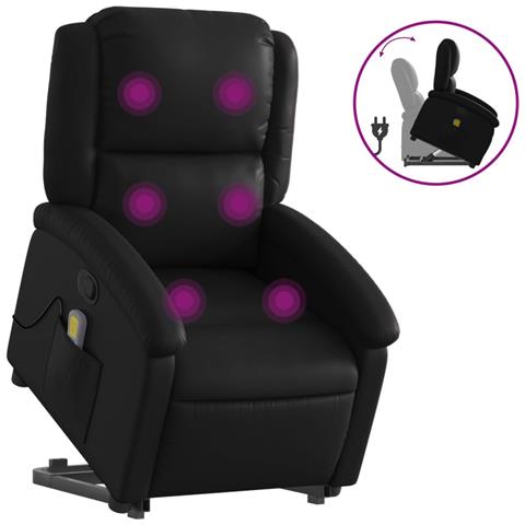 Poltrona Alzapersona Reclinabile Massaggio Nero Similpelle - Foto 1