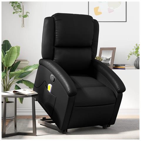 Poltrona Alzapersona Reclinabile Massaggio Nero Similpelle - Foto 2