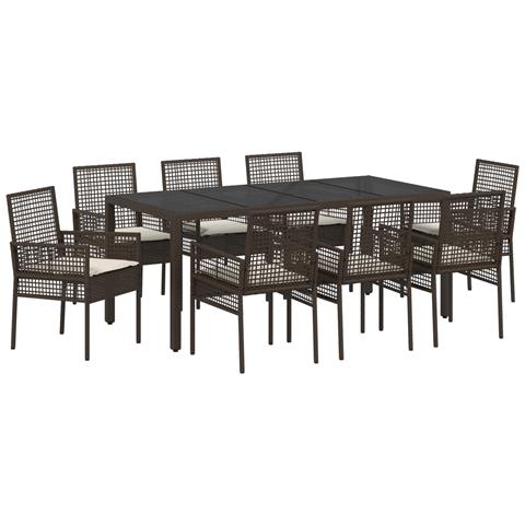Set da Pranzo da Giardino 9 Pezzi Marrone in Polyrattan - Foto 1