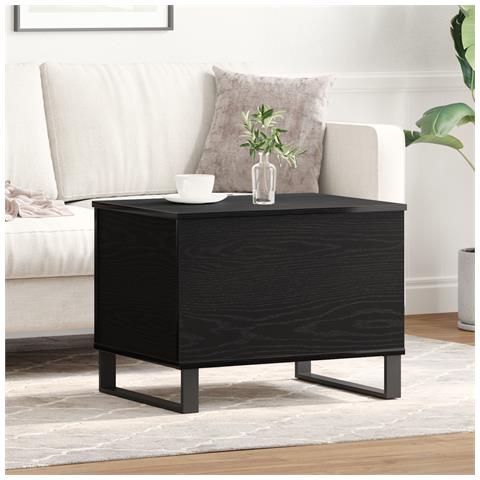 Tavolino da caffè con piano sollevabile Nero Rovere 60x44,5x45 cm Legno ingegnerizzato - Foto 2