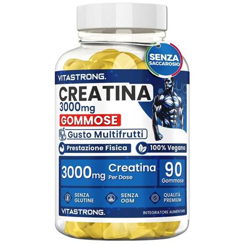 Vitastrong Creatine Monohydrated 3000mg – 90 Gommotti Vegan Per Prestazioni Muscolari, Forza, Resistenza E Recupero, Senza Saccarosio - Foto 1