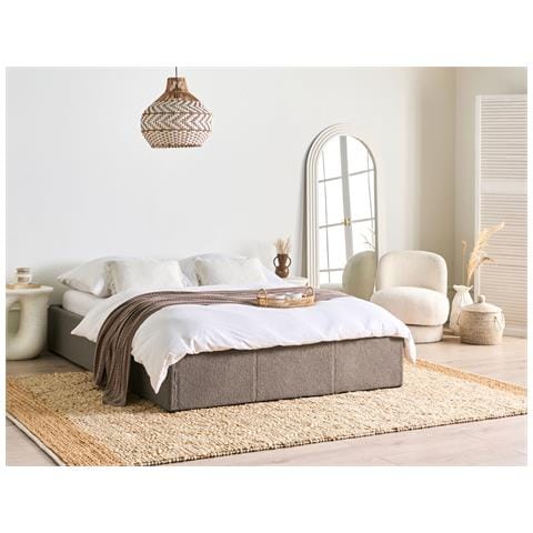 Letto Con Ottomano Senza Testata Bouclé Dinan 140 X 200 Cm Tortora - Foto 1