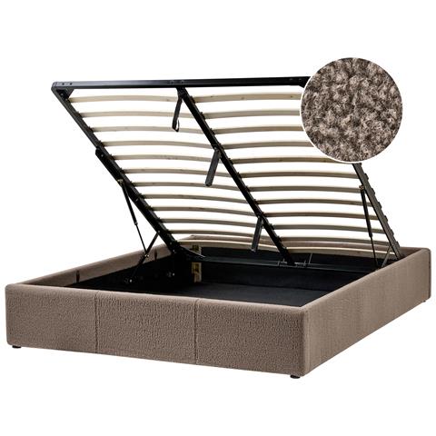 Letto Con Ottomano Senza Testata Bouclé Dinan 140 X 200 Cm Tortora - Foto 2