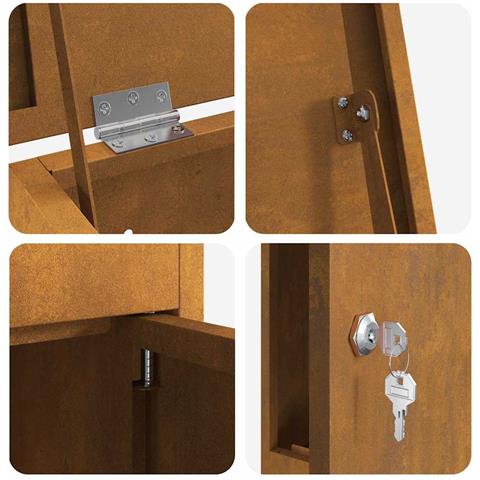 Cassetta per pacchi Ruggine 44.5 x 29 x 110.5 cm acciaio corten - Foto 9