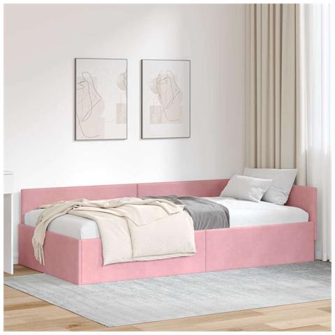 Cornice del letto ad angolo Altro con testiera Rosa 90 x 190 cm - Foto 2