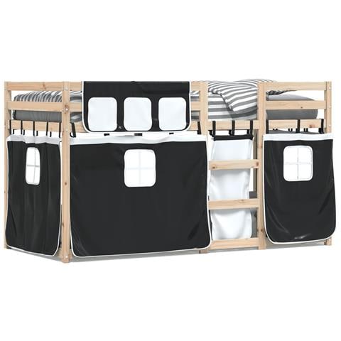 Letto a Castello senza Materasso Bianco e Nero 80x200cm in Pino - Foto 1