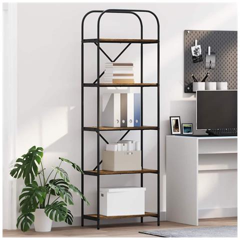 Libreria Rovere fumo 60 x 30 x 183 cm Legno multistrato - Foto 2