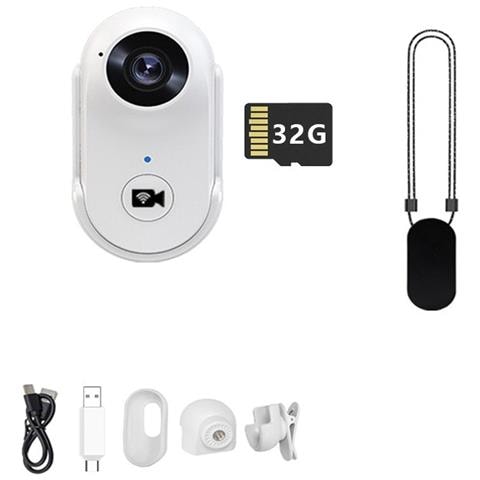Kit Fotocamera A100+ Bianca Con Attacco Magnetico E 32g - Hd 1080p Tascabile - Foto 1
