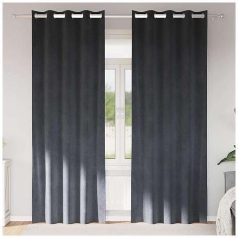 Tende con tende 2 pcs Grigio chiaro 140 x 260 cm Velluto - Foto 1