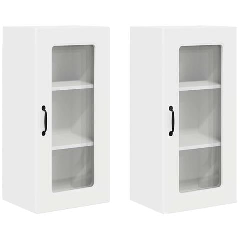 Pensile cucina con porta 2 pcs Bianco Lucido 40 x 31 x 80 cm - Foto 1