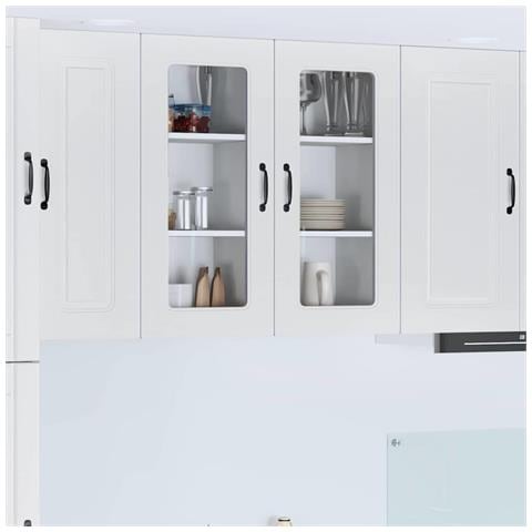 Pensile cucina con porta 2 pcs Bianco Lucido 40 x 31 x 80 cm - Foto 2