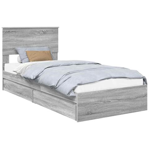 Letto con Contenitore con testiera Grigio Sonoma 90 x 190 cm - Foto 1