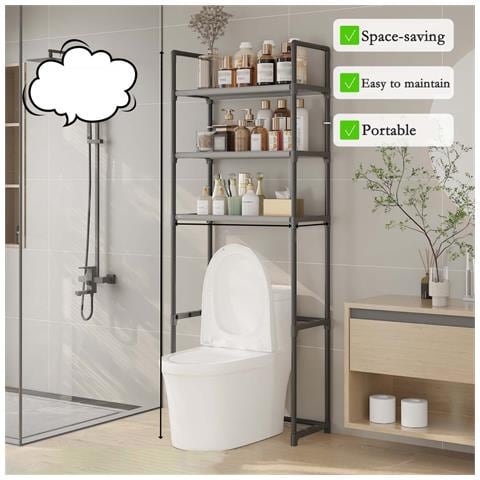 Scaffale Nero A 3 Ripiani Sopra Il Wc - Mensole Organizzatrici Per Bagno - Foto 2