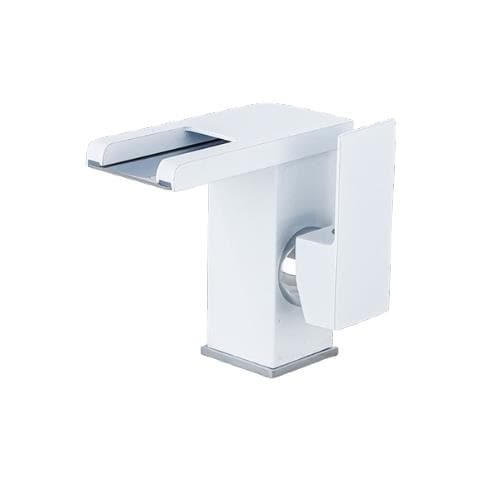 Rubinetto per lavabo da bagno, Blackswan, tipo M190, modello corto bianco con bocca a cascata e LED, misura 12,5 cm - Foto 1