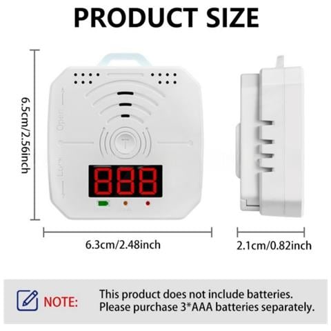 Rilevatore Di Monossido Di Carbonio Portatile Alimentato A Batteria Con Display Led E Allarme 90db White - Foto 2