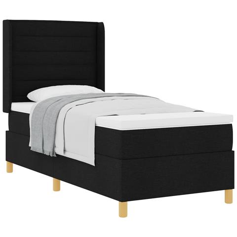 Letto a molle con materasso Nero 90 x 200 cm Tessuto - Foto 1