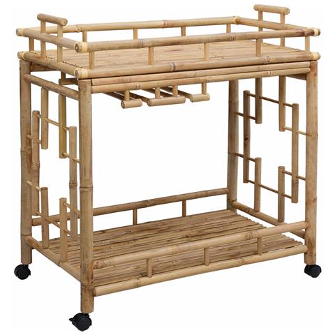 Carrello da vino con ruote Naturale 85 x 50 x 93 cm Bambù - Foto 1
