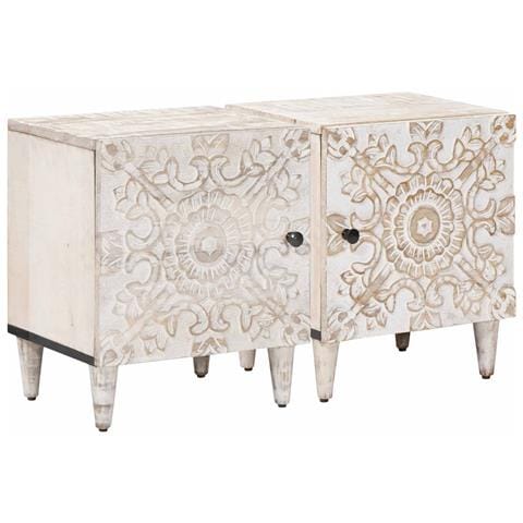Armadio da Notte 2 pcs Bianco 40 x 33,5 x 46 cm - Foto 1