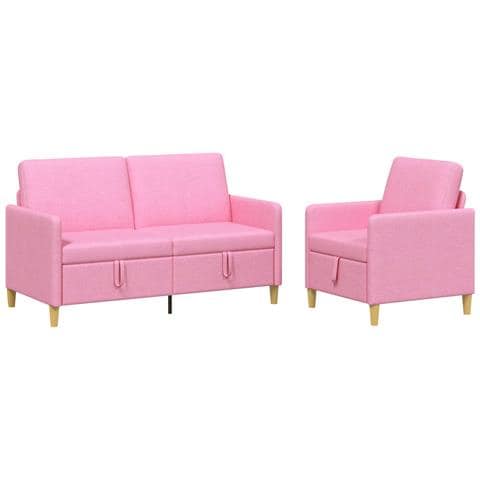 Set di Divani con Storage 2 pcs Rosa Poliestere - Foto 1