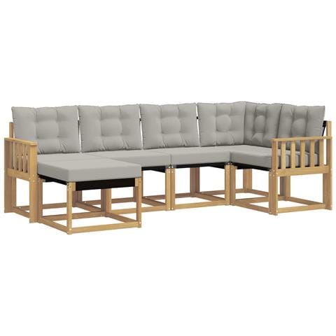 Set di divani da esterno 6 pcs Bianco e Grigio Chiaro - Foto 1
