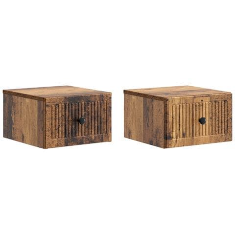 Mobiletto da notte a muro 2 pcs Legno antico 33 x 34,5 x 20 cm - Foto 1