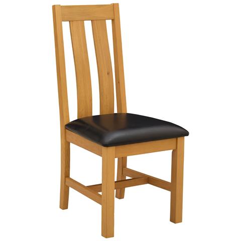 Sedia da pranzo 2 pcs Legno di Quercia Massello Nero - Foto 1