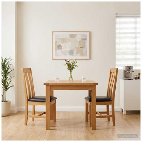 Sedia da pranzo 2 pcs Legno di Quercia Massello Nero - Foto 2