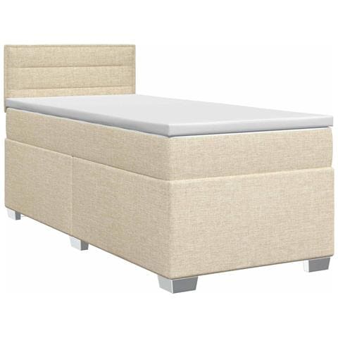 Letto box spring con materasso Crema 100 x 200 cm Tessuto - Foto 1