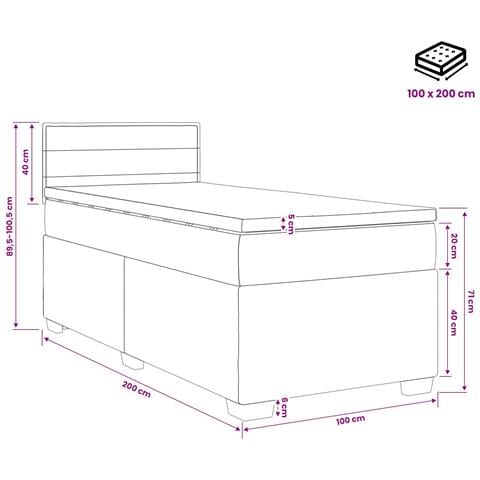 Letto box spring con materasso Crema 100 x 200 cm Tessuto - Foto 10