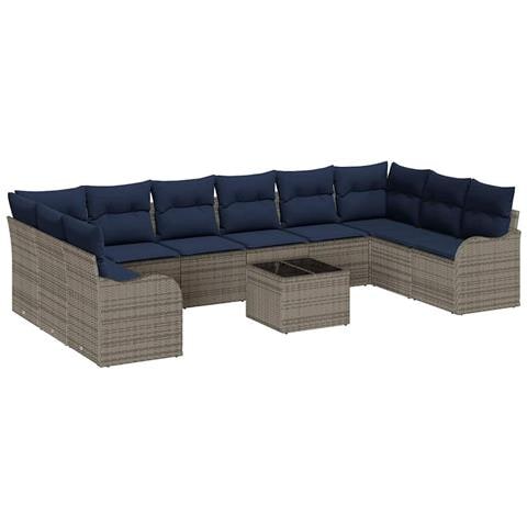 Set di divani 11 pz Grigio Poliestere - Foto 1