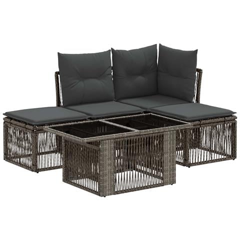 Set Divano da Giardino 5 pz Grigio polyrattan - Foto 1