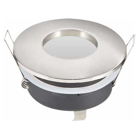 Porta Faretti Led Gu10 Incasso Ip54 Fisso In Acciaio Rotondo Nickel Satinato Vt-787 Rd 3614 - Foto 2