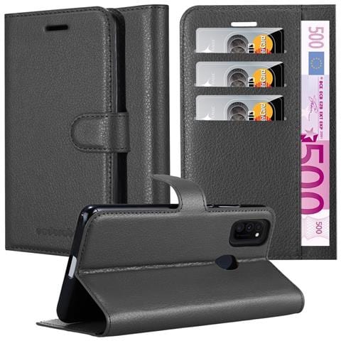 Custodia Compatibile Con Samsung Galaxy M30s In Nero Carbone - Coperchio Protettiva Con Chiusura Magnetica, Funzione Stand E Tasca Per Le Carte - Foto 1