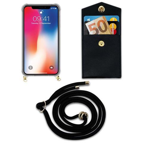 Cadorabo Catena Di Telefoni Cellulari Compatibile Con Apple Iphone Xs Max In Nero - Coperchio Protettivo In Silicone Con Anelli D'oro, Cinturino In Corda E Custodia Staccabile - Foto 10