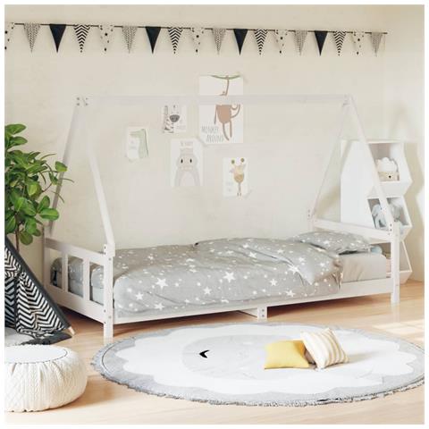 Giroletto per Bambini Bianco 90x200cm in Legno Massello di Pino - Foto 1