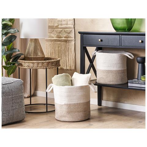 Set Di 2 Cestini Pazha Cotone Beige - Foto 1