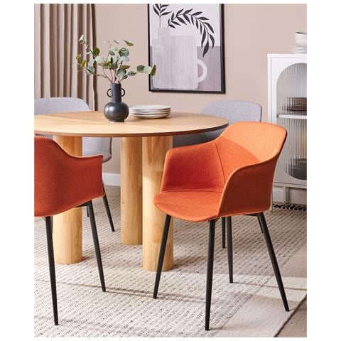 Set Di 2 Sedie Da Pranzo Tessuto Arancione Elim - Foto 1