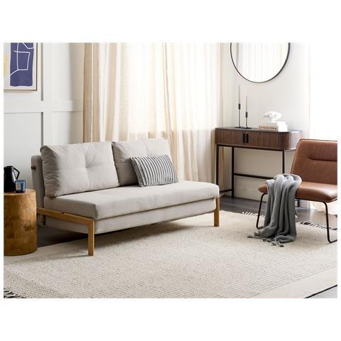 Divano Letto 2 Posti Edland Tessuto Beige Chiaro - Foto 1