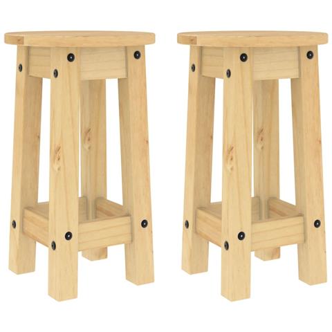 Sgabelli Da Bar 2 Pz In Legno Massello Di Pino - Foto 2