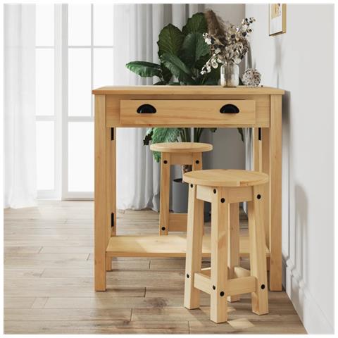 Sgabelli Da Bar 2 Pz In Legno Massello Di Pino - Foto 3