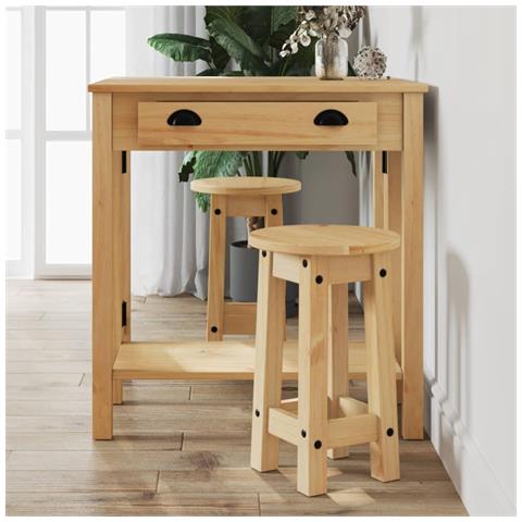 Sgabelli Da Bar 2 Pz In Legno Massello Di Pino - Foto 1