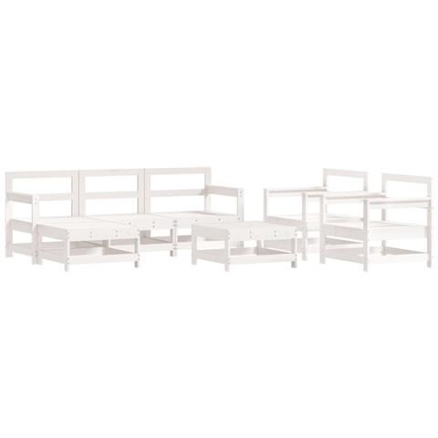 Set Salotto Da Giardino 7 Pz Bianco In Legno Massello Di Pino - Foto 1
