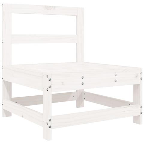 Set Salotto Da Giardino 7 Pz Bianco In Legno Massello Di Pino - Foto 2