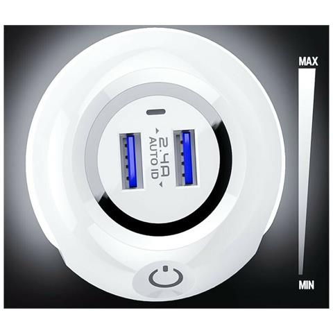 Caricabatterie 2 Porta Usb Lampada Led Luce Notturna Tasto Touch Carica Batteria - Foto 4