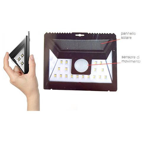Faretto 24 Led Solare Esterno Lampada Giardino Faretti Sensore Movimento Luce - Foto 1